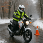 motorrijder in de winter