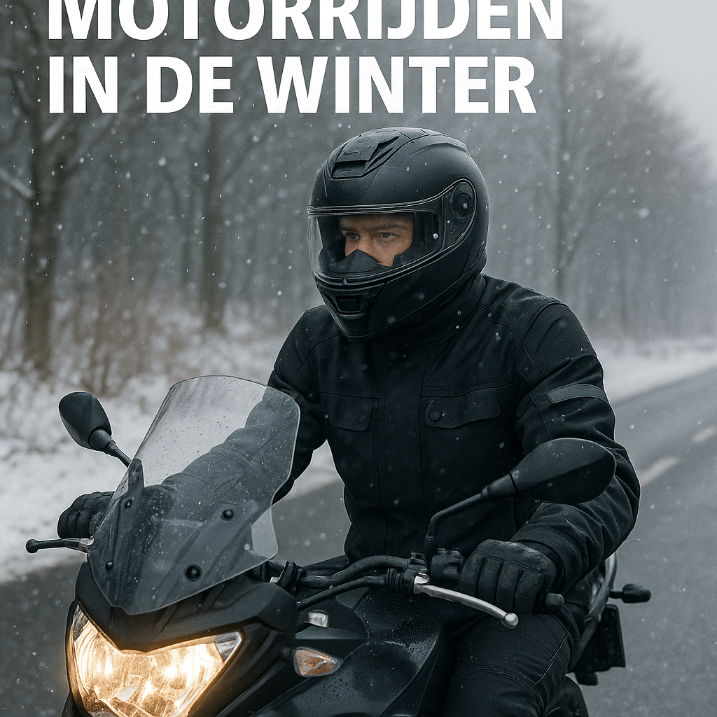 motorrijder op winterse dag
